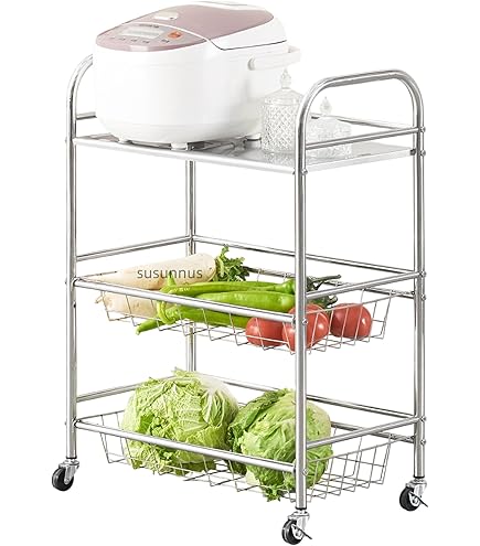 Amazon.co.jp: 国産キッチンワゴン キャスター付き スリム